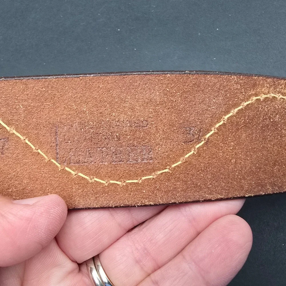 Hand Stained Latigo Leather Western Belt Strap Embossed Brown Floral 6527 41in